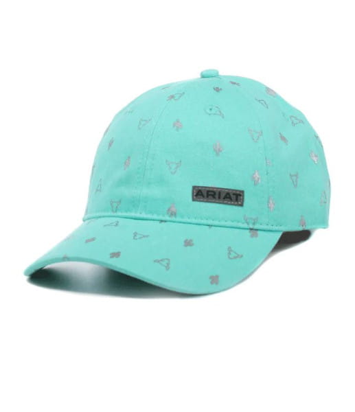 Ariat Ladys turquoise Cactus &amp; Bullskull Cap