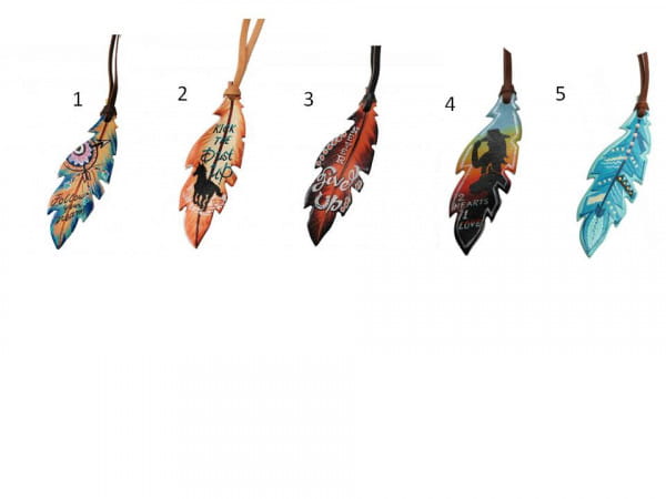 tie on hand painted leather feather