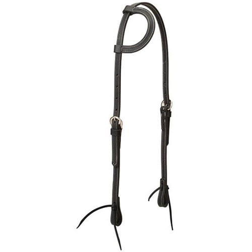 Weaver Sliding Ear Headstall Black Latigo Leather