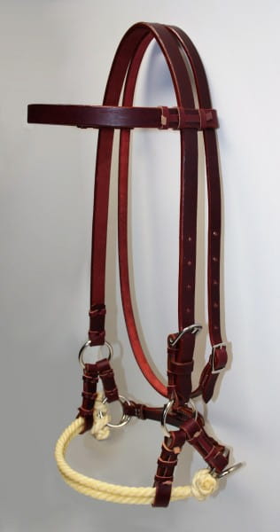 Side Pull Latigo Leather Double Rope Noseband