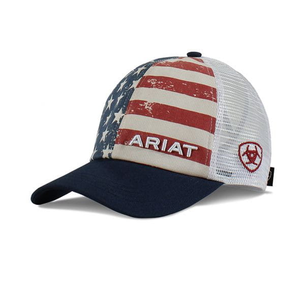 Ariat Womens USA Flag Print Ponyflo Cap