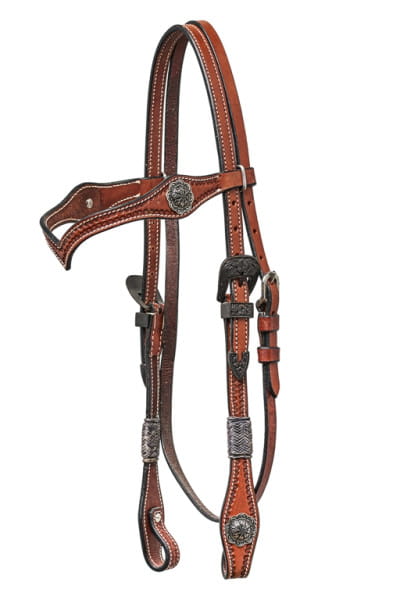 Horseman´s Tack V- Shaped Kopfstück JW black Antique Rawhide