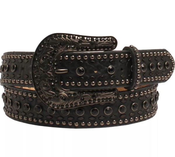 Nocona Women&#039;s Rhinestone Floral Tooled Leather Belt