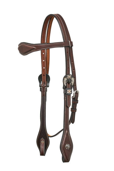 Horseman´s Tack Browband Kopfstück dark brown Flower