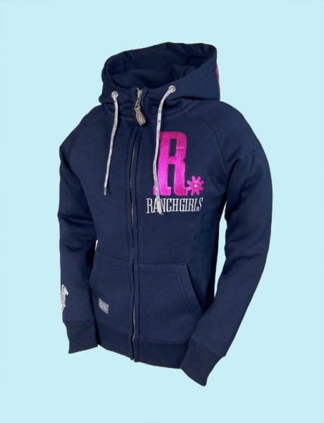 Ranchgirl Hooded Jacket Shiny dark blue | neon pink