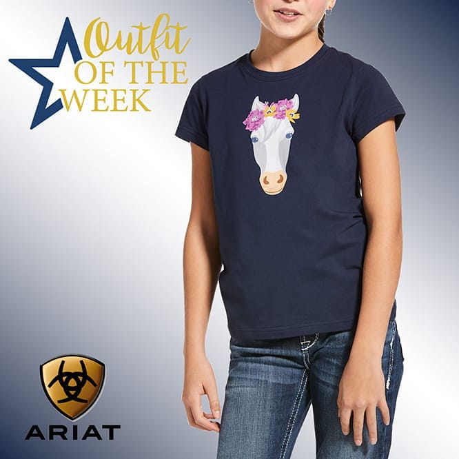 Ariat Youth Flower Crown T-Shirt navy