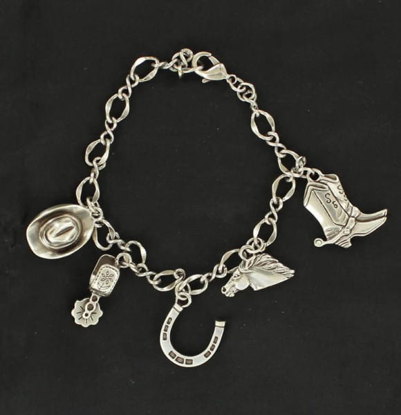 Blazin Roxx Womens Silver Charm Bracelet