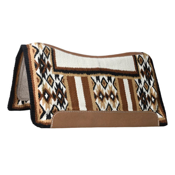 Mustang Blue Horse Contoured Blanket Top with Tan Wool Bottom Saddle Pad