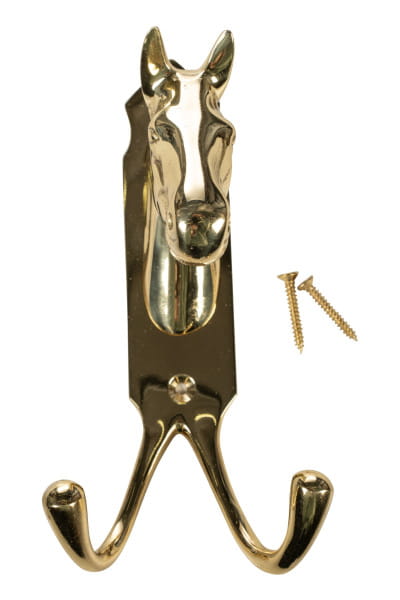 Pferdekopf-Halterung mit doppelten Haken Messing